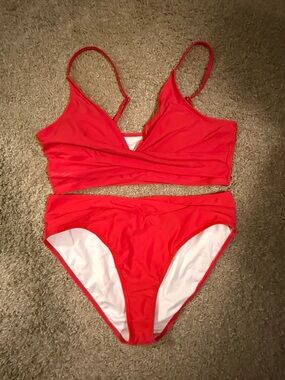 Red Two-Piece Bikini Set